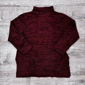 Eight Eight Eight Women’s Large Dark Red and Black Mock Neck Tunic Sweater